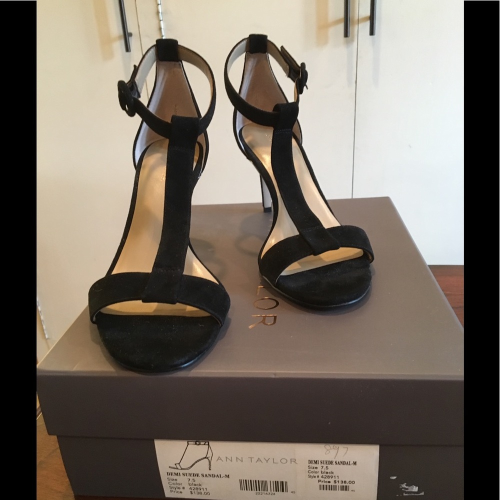 Ann Taylor black suede sandals